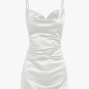 Elegant White Satin Dress